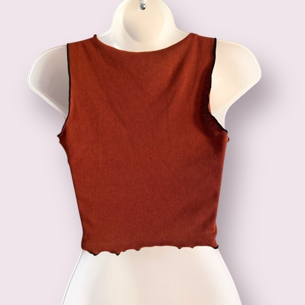 SHEIN Zebra Patchwork Ribbed Crop Top Sleeveless Ruched Size M - Picture 5 of 5
